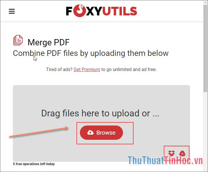 Click vào Browse để mở file PDF từ máy tính