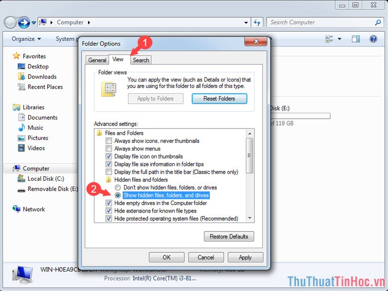 Show hidden files, folders and drives