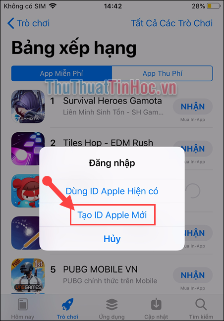 Tạo ID Apple Mới