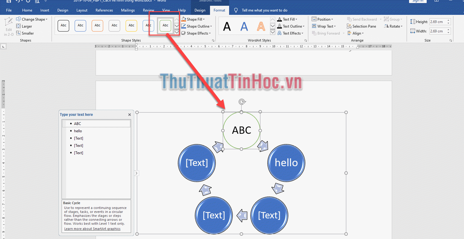 Thay đổi định dạng chữ