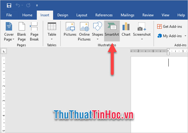Vào ribbon Insert, click vào Smart Art trong mục Illustrations