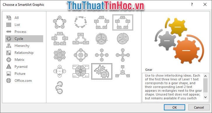 Word hỗ trợ tất cả 8 dạng sơ đồ