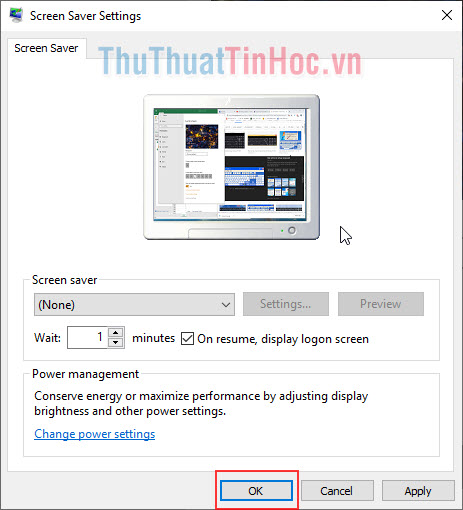 Đánh dấu chọn vào On resume, display logon screen