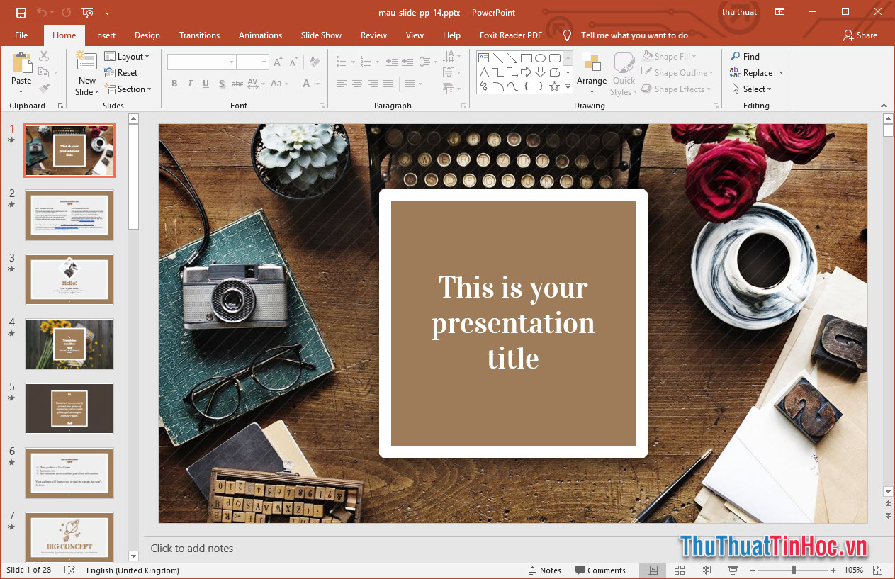 Mẫu Slide thuyết trình Powerpoint đẹp giản dị