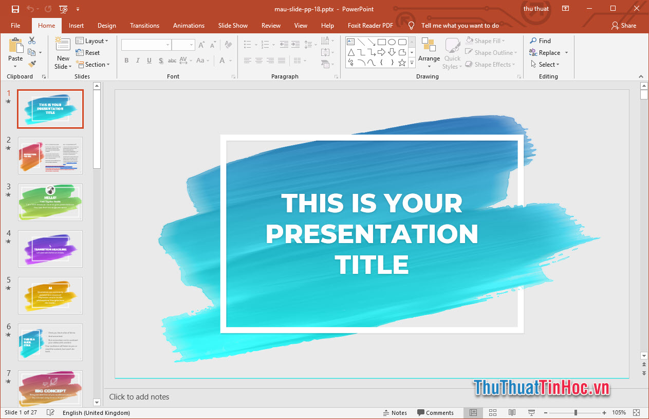 Mẫu slide thuyết trình Powerpoint màu sắc