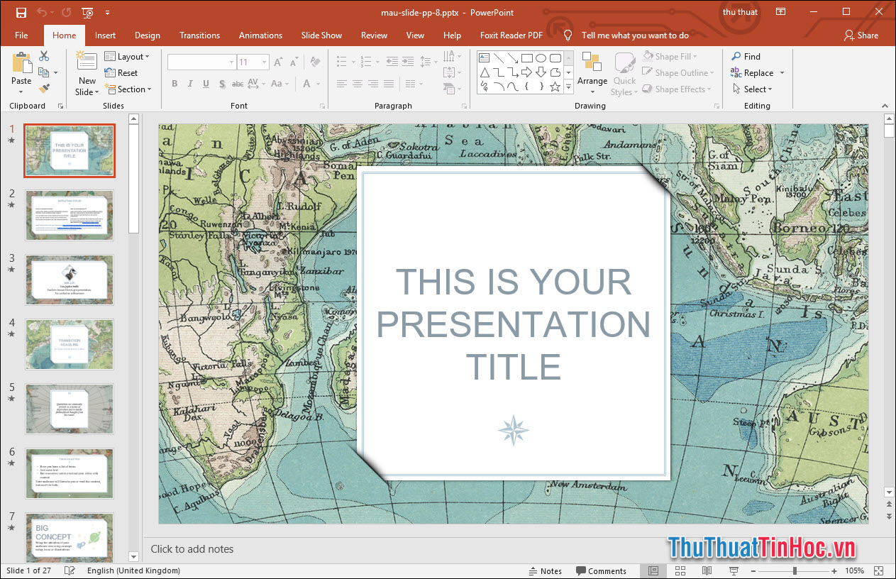 Mẫu slide thuyết trình Powerpoint lĩnh vực địa lý