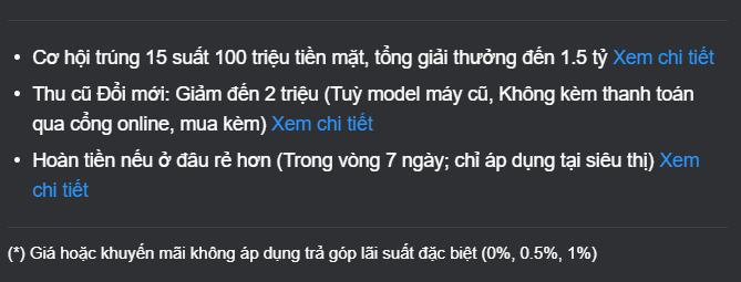 Các chính sách khuyến mãi tại TopZone