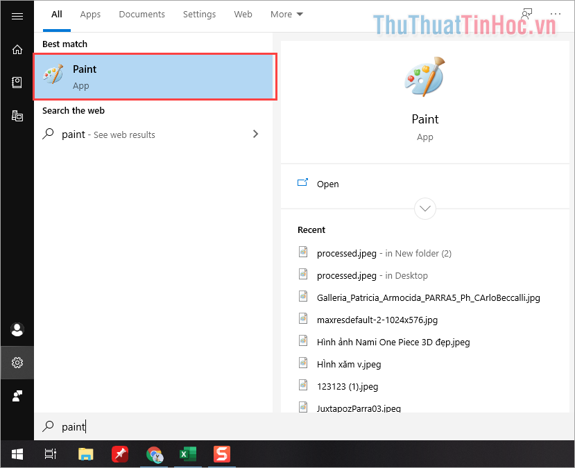 Nhập Paint để mở