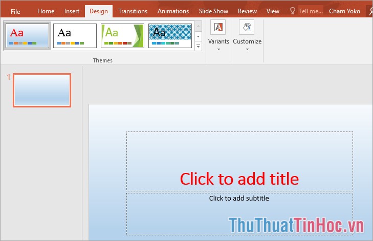 Như vậy theme sẽ được thêm vào PowerPoint