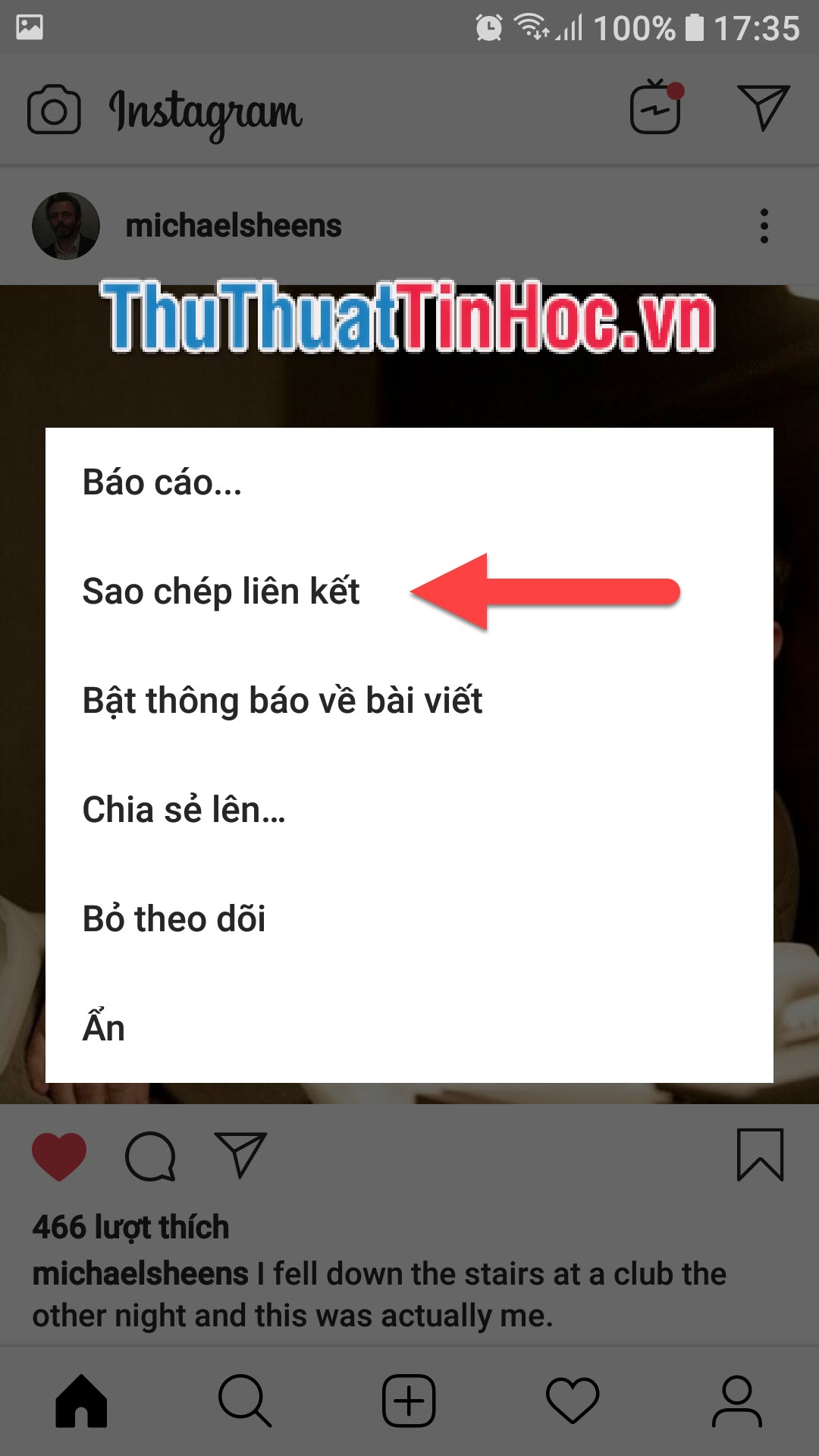 Chọn Sao chép liên kết