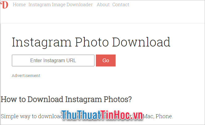 Dán link vào Enter Instagram URL và nhấn Go