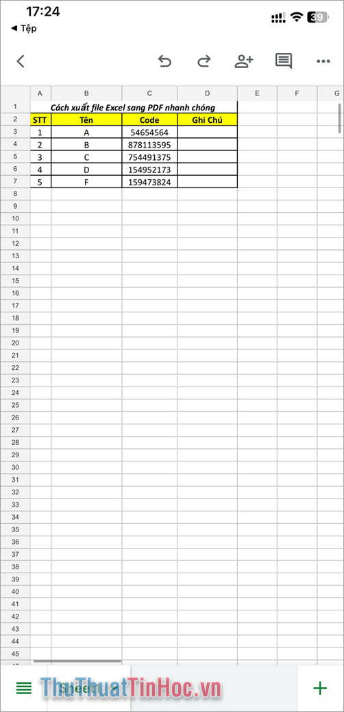 Hoàn tất việc tải file Excel lên Google Trang Tính trên điện thoại