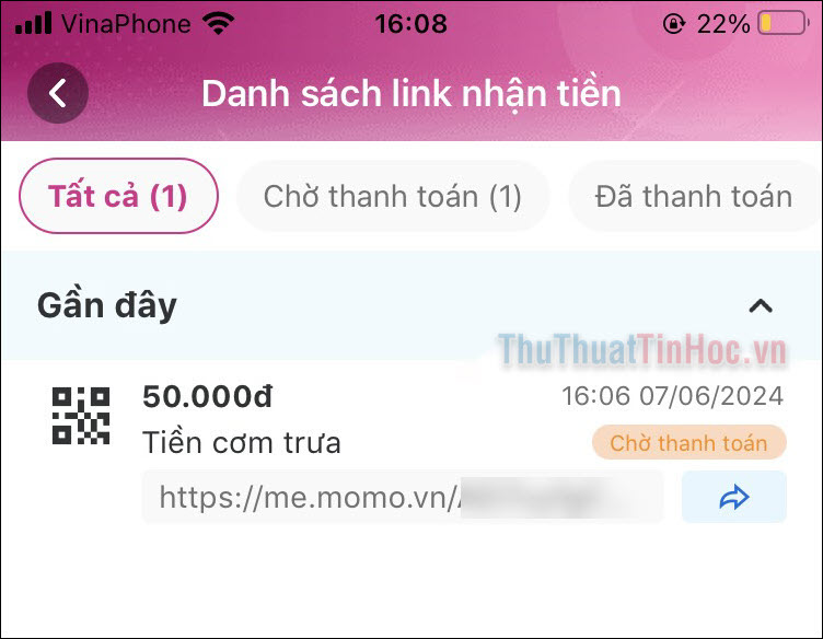 Ở màn hình hiển thị Chi tiết link