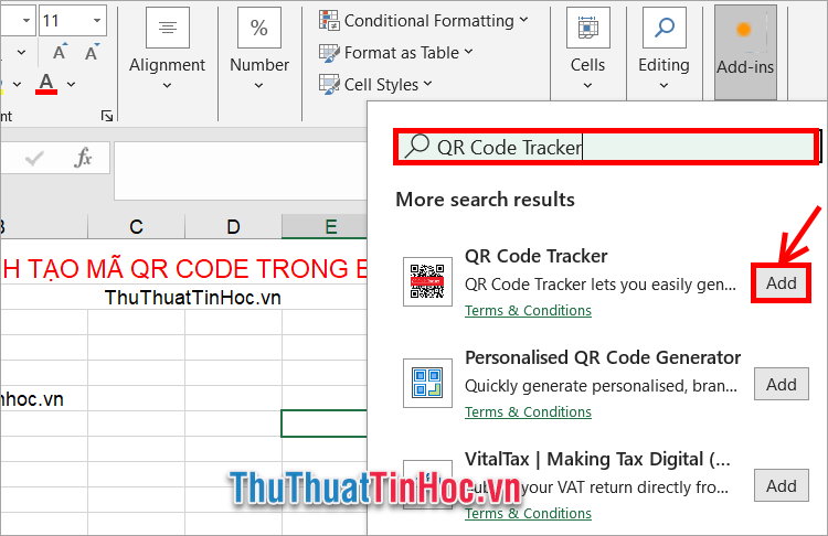 Chọn Add bên cạnh QR Code Tracker