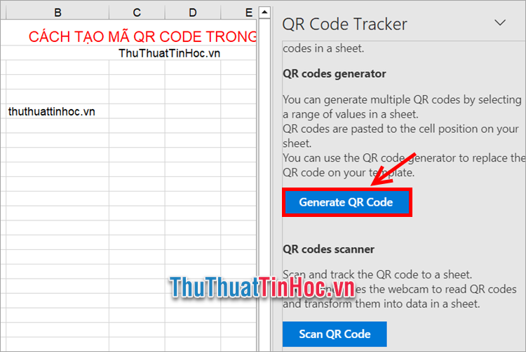 Chọn Generate QR Code