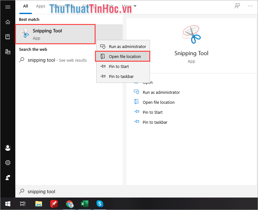 Chọn Open file location