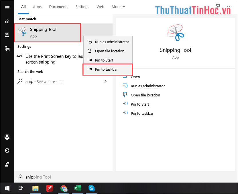 Click chuột phải chọn Pin to Taskbar để ghim ứng dụng lên thanh Taskbar