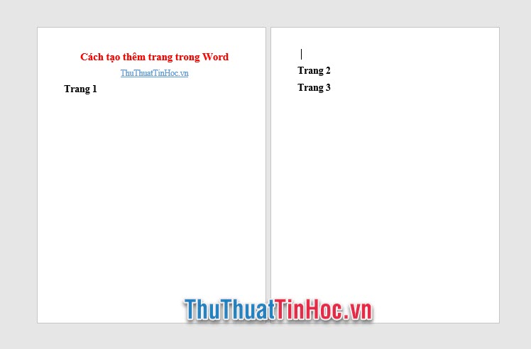 Tạo thêm trang trong Word sử dụng phím tắt