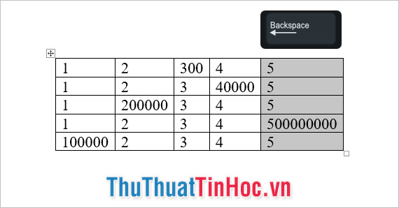 Bôi đen cột cần xóa rồi bấm Backspace