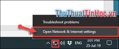 Chọn Open Network & Internet settings