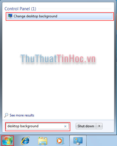 Nhập vào ô tìm kiếm Desktop Background