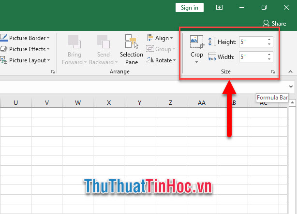 Chỉnh trong Height là chiều cao và Width là chiều rộng