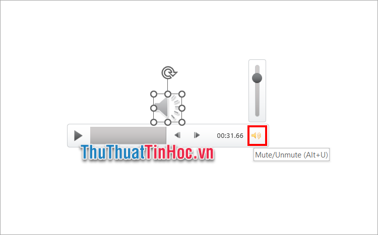 Chọn biểu tượng âm lượng ngay trên file nhạc và điều chỉnh âm lượng cho file nhạc