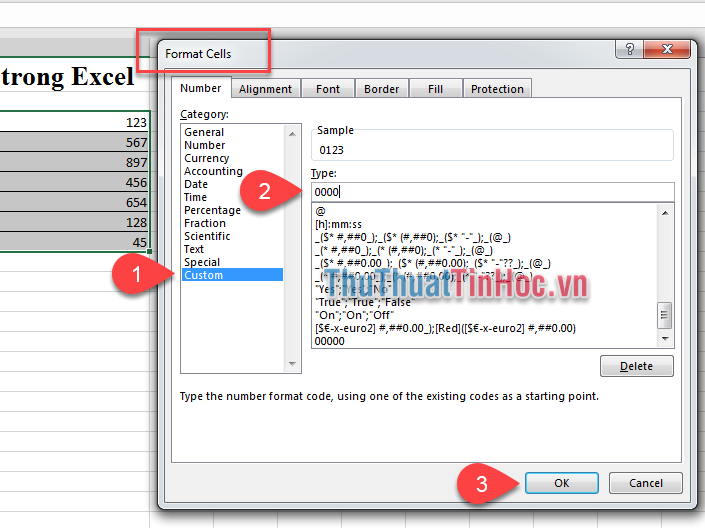 Cửa sổ Format Cells