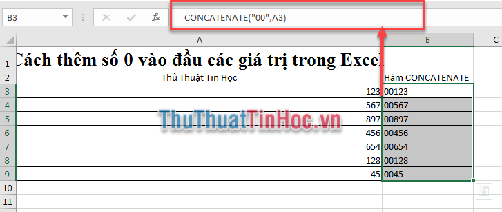 Sử dụng hàm Concatenate