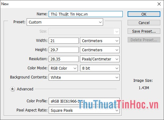 Chọn kích cỡ theo những khổ giấy phù hợp với tài liệu Excel