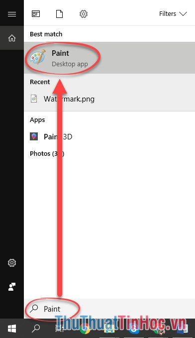Mở phần mềm Paint của Microsoft lên