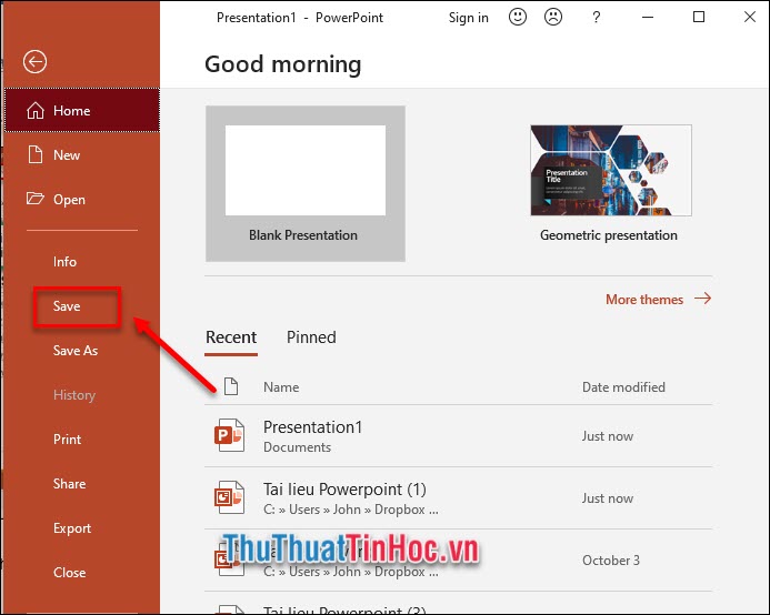 Nhấn Save rồi chọn nơi lưu file