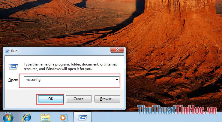 Mở cửa sổ RUN, nhập vào đây lệnh msconfig