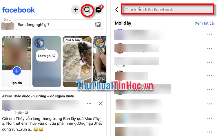 Tìm thông tin bằng Facebook