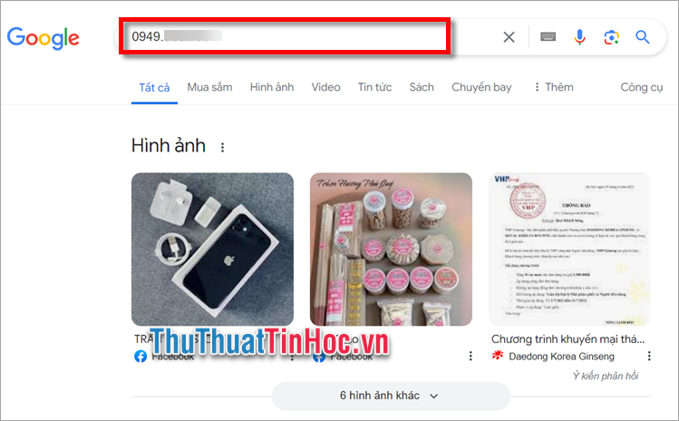 Tìm thông tin qua số điện thoại bằng Google