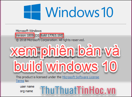 Cách xem phiên bản (Version) và số Build Windows 10 đang dùng