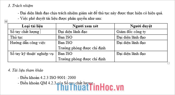 Click chuột chọn bảng biểu cần xóa