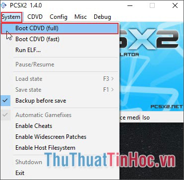 Chọn System - Boot CDVD (Full)