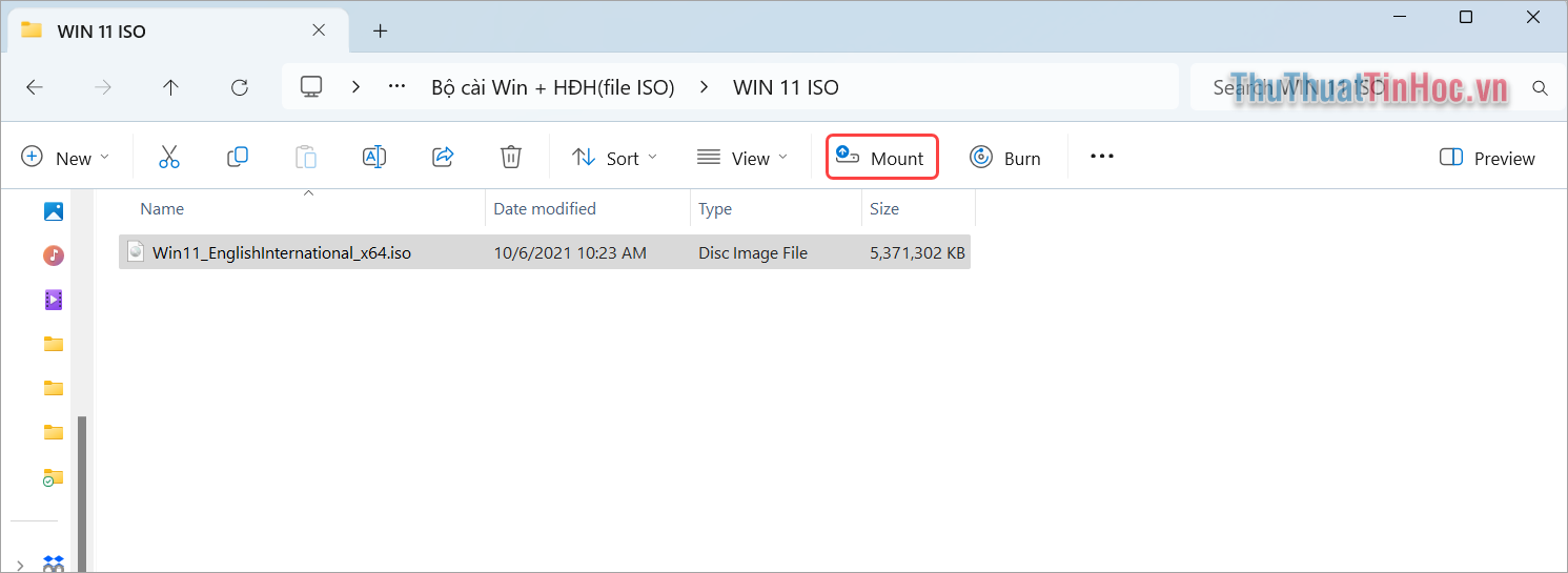 Cách mount file ISO trực tiếp trên Windows 11